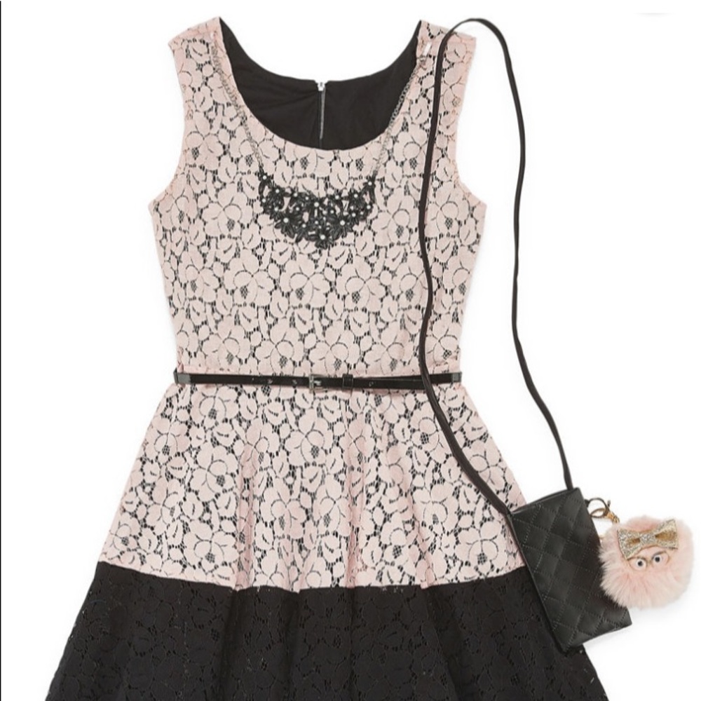 Brand new girls party dress with blush lace front